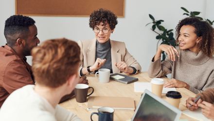 People sitting down in a discussion