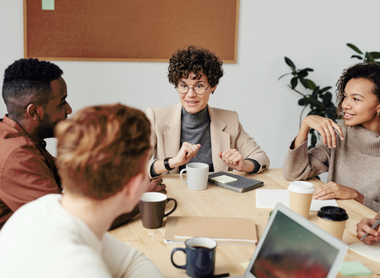 People sitting down in a discussion