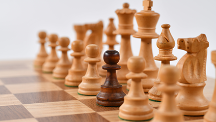 Chess pieces on a chess board