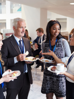 People networking at a conference