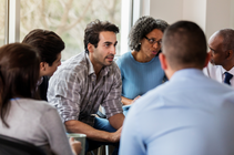 People sitting down in a discussion